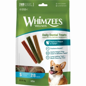 Whimzees Stix Small Grain-Free Dental Dog Treats 28pc dog dental snacks,dental bones for dogs,dog oral sticks