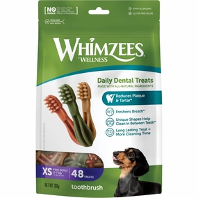 Whimzees Toothbrush Extra Small Grain-Free Dental Dog Treats 48pcs dog dental snacks,dental bones for dogs,dog oral sticks