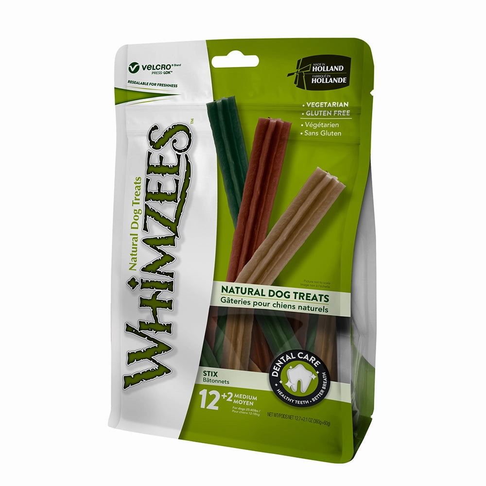 Whimzees Veggie Stix Medium - 14 pcs meat dog treat,healthy dog snack,jerky for dogs