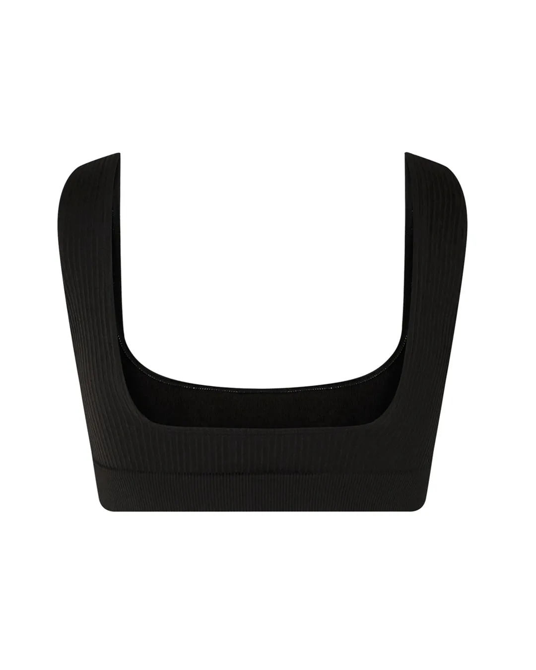 WIDE RIBBED SERENE Bikini Bra Top | Black