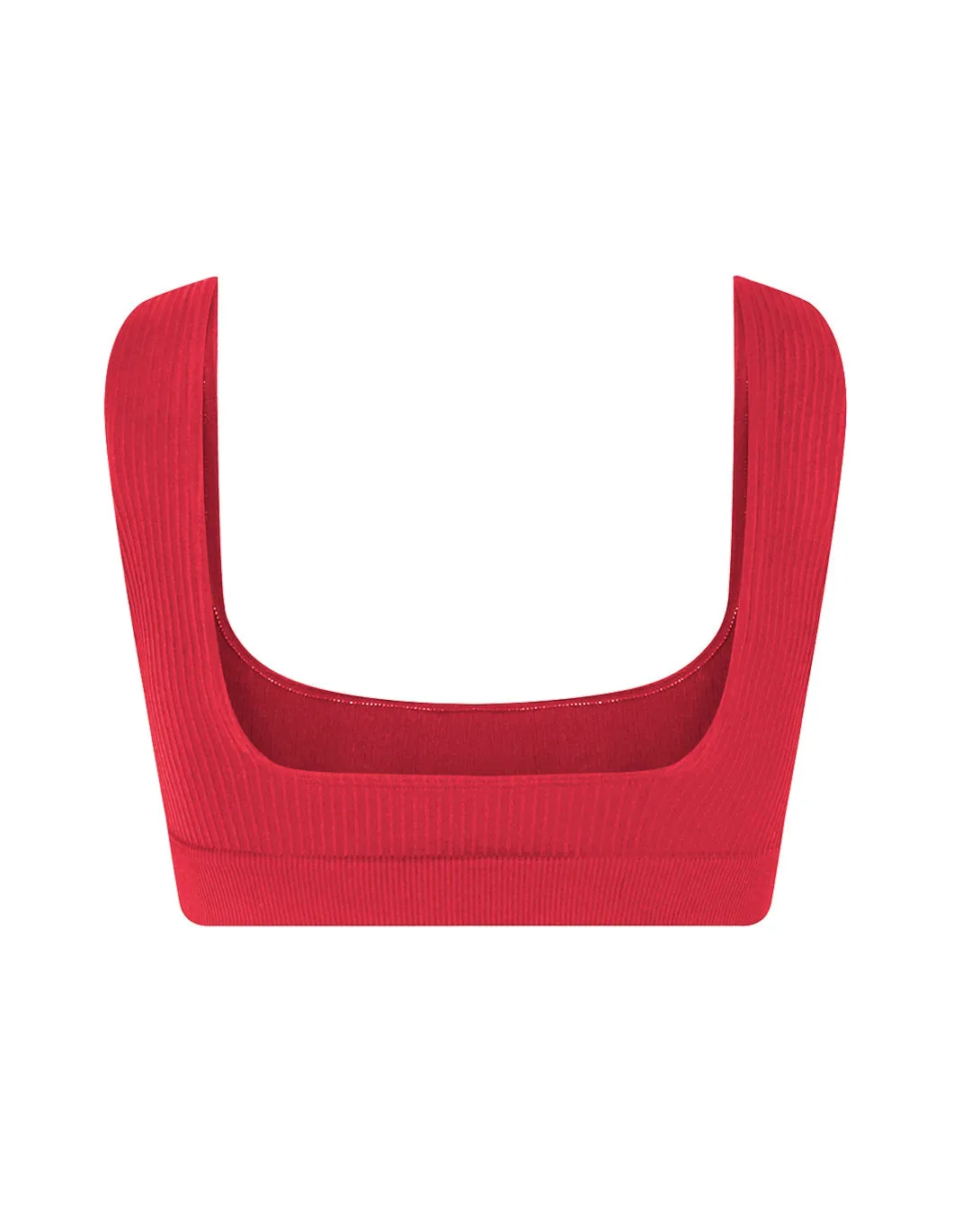 WIDE RIBBED SERENE Bikini Bra Top | Cerise