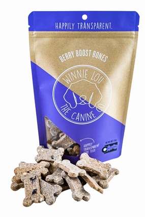 Winnie Lou Berry Boost Bones 4oz Bag dog biscuit treats,crunchy dog snacks,dog cookies