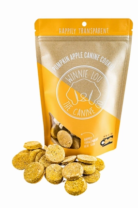 Winnie Lou Pumpkin Apple Canine Cookies 4oz Bag dog biscuit treats,crunchy dog snacks,dog cookies