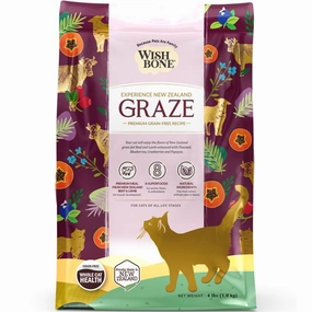 Wishbone Graze Beef, Lamb & Chicken Grain-Free Dry Cat Food 4lb premium cat food dental cat treats cat chicken treats tuna cat food cat fish treats