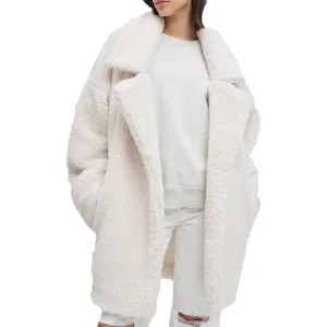 Womens Collar Polyester Faux Fur Coat