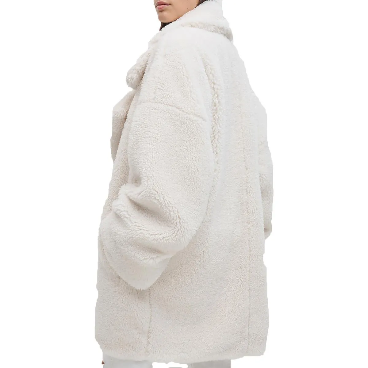 Womens Collar Polyester Faux Fur Coat