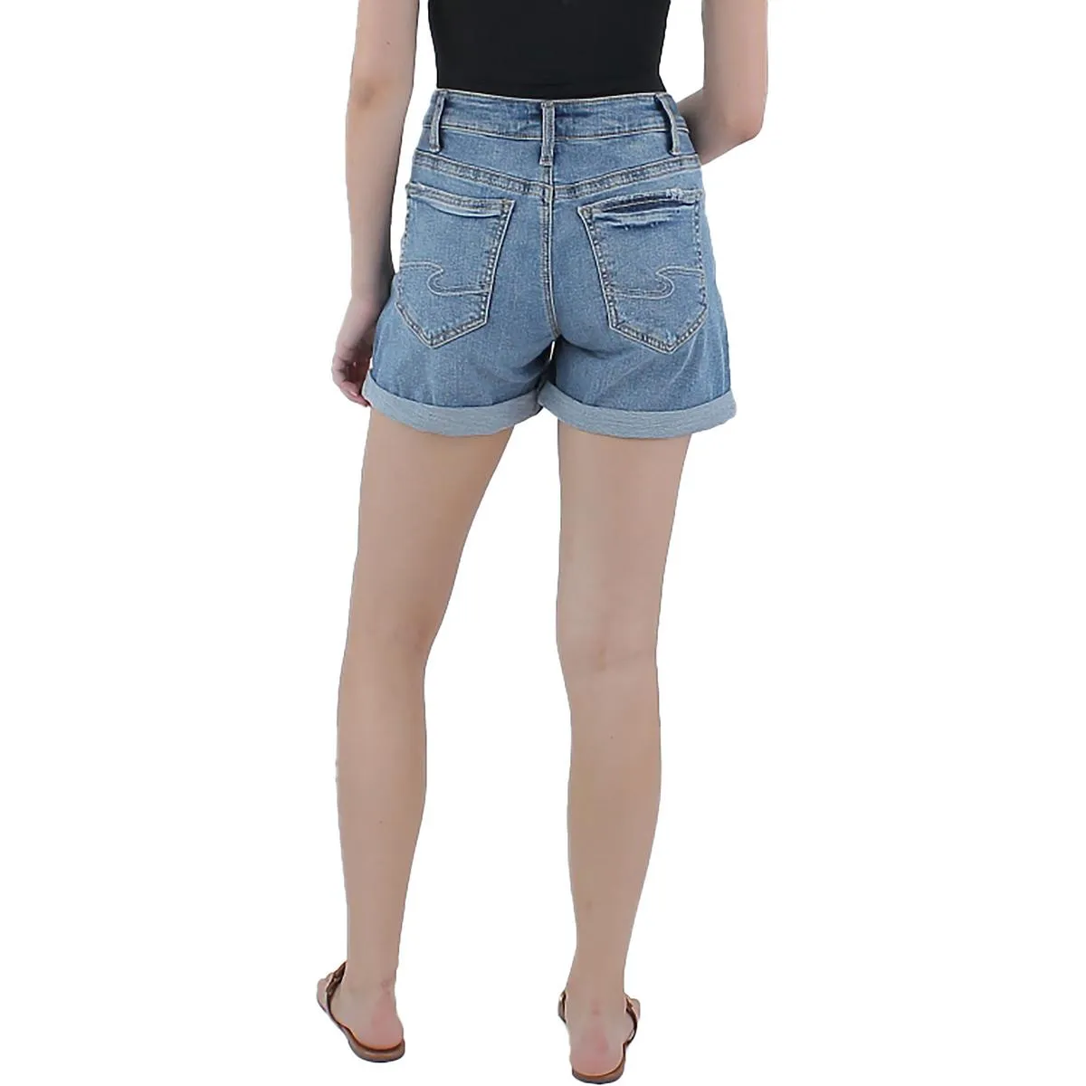 Womens Destroyed Boyfriend Denim Shorts