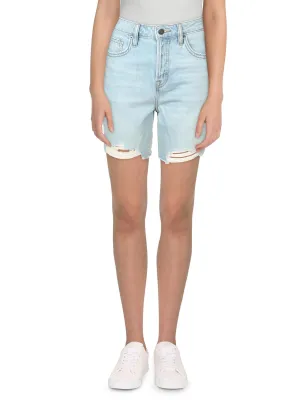 Womens Destroyed Mom Denim Shorts