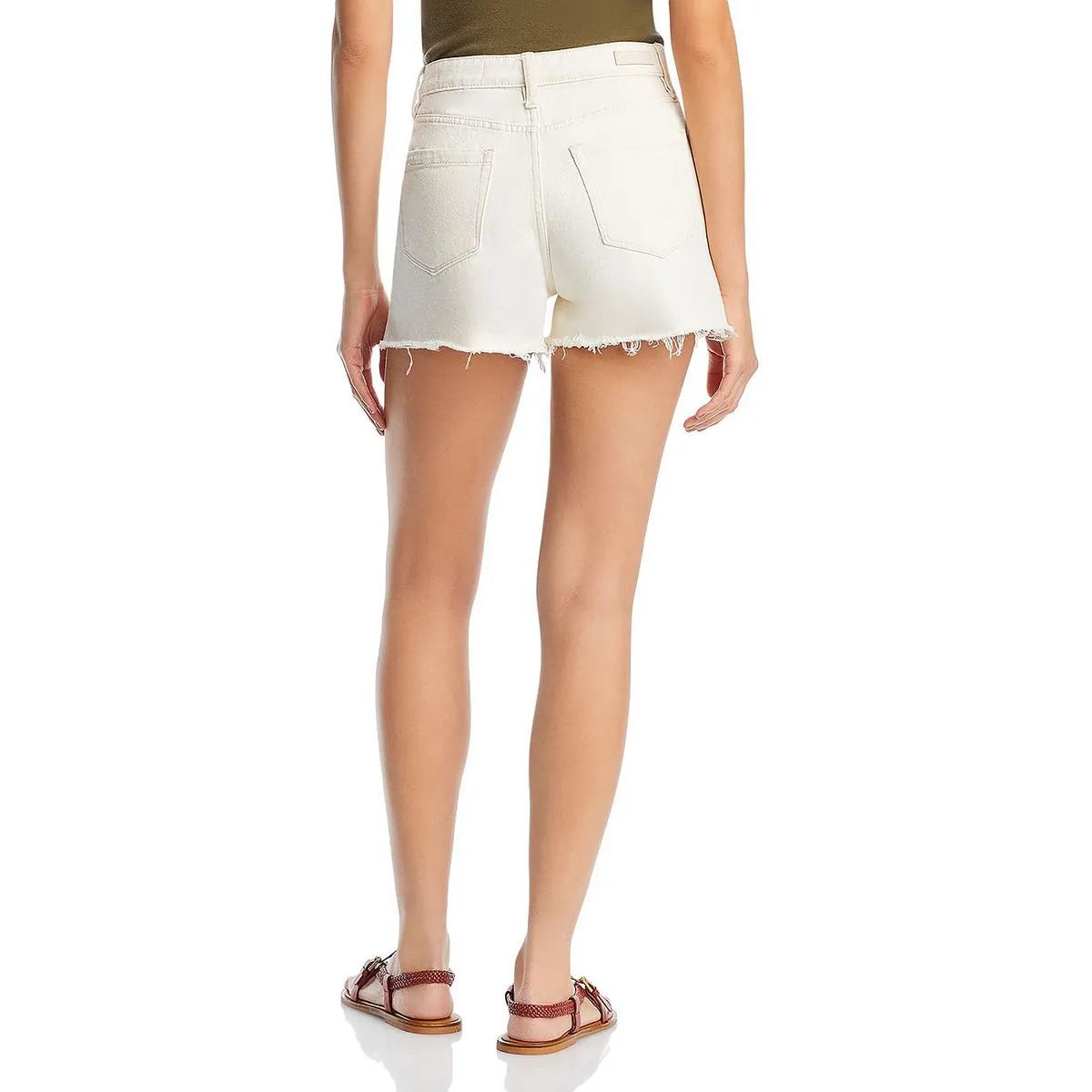 Womens Embroidered High Rise Denim Shorts