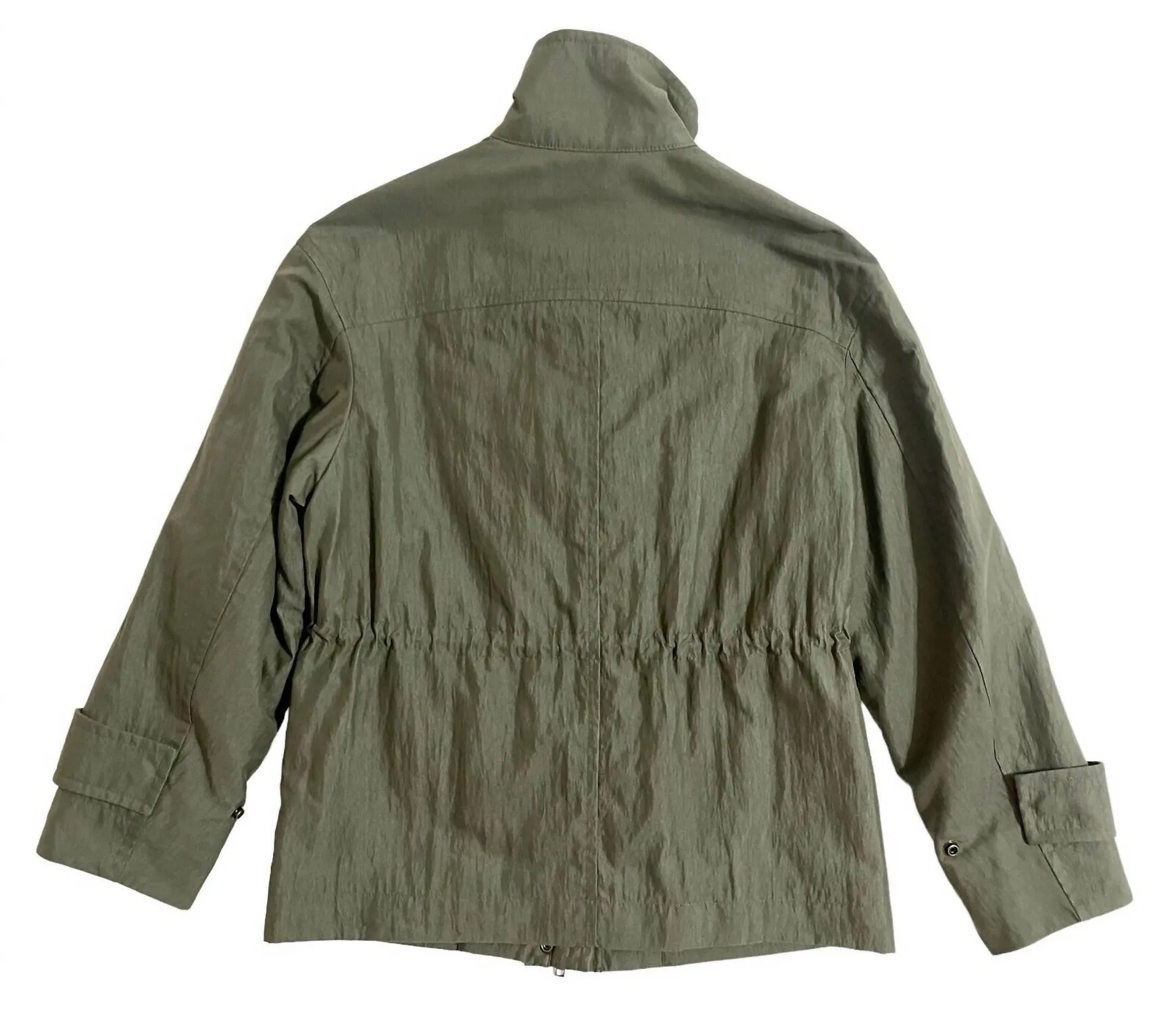 Women's Flap Pockets Drawstring Anorak Jacket In Green
