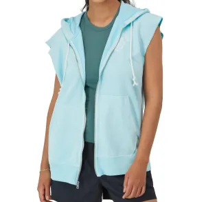 Women's French Terry Sleeveless Hoodie In Frosted Turquoise