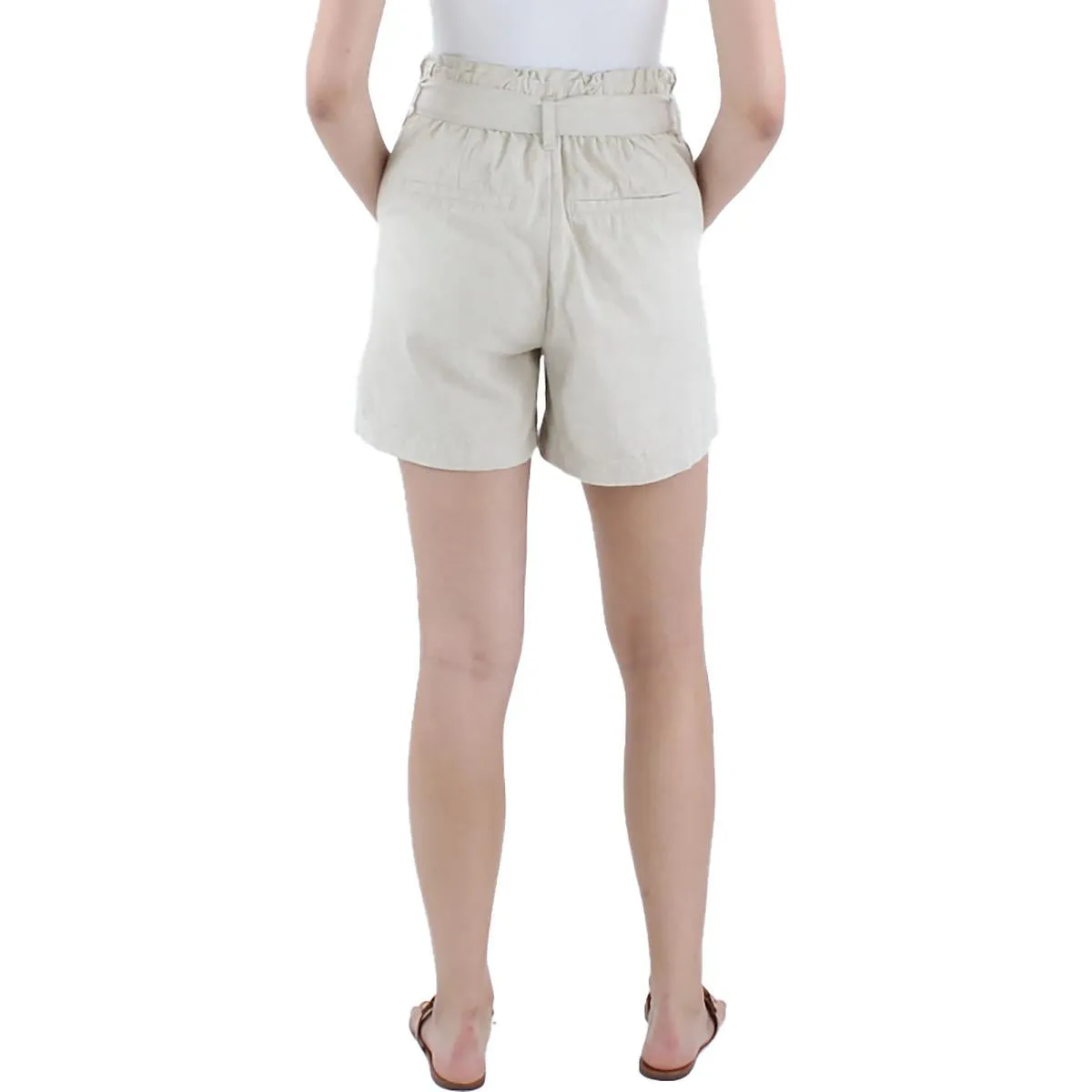 Womens Linen Blend High-Rise Casual Shorts