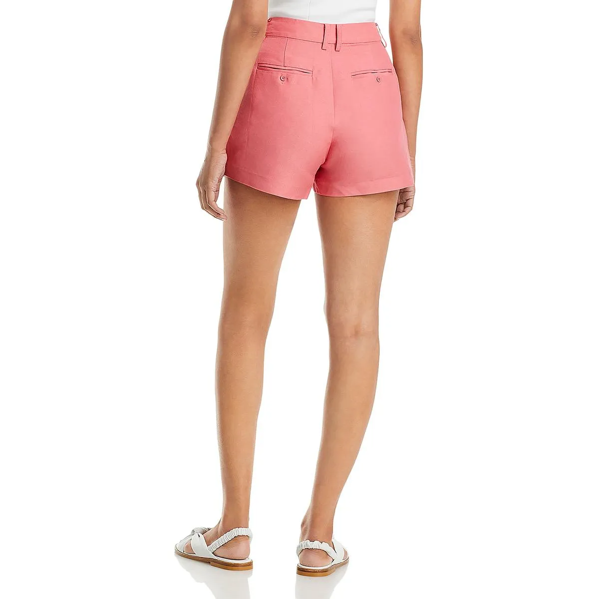 Womens Linen Blend Pleated Casual Shorts