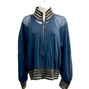 Women's Mesh Bomber Jacket In Navy