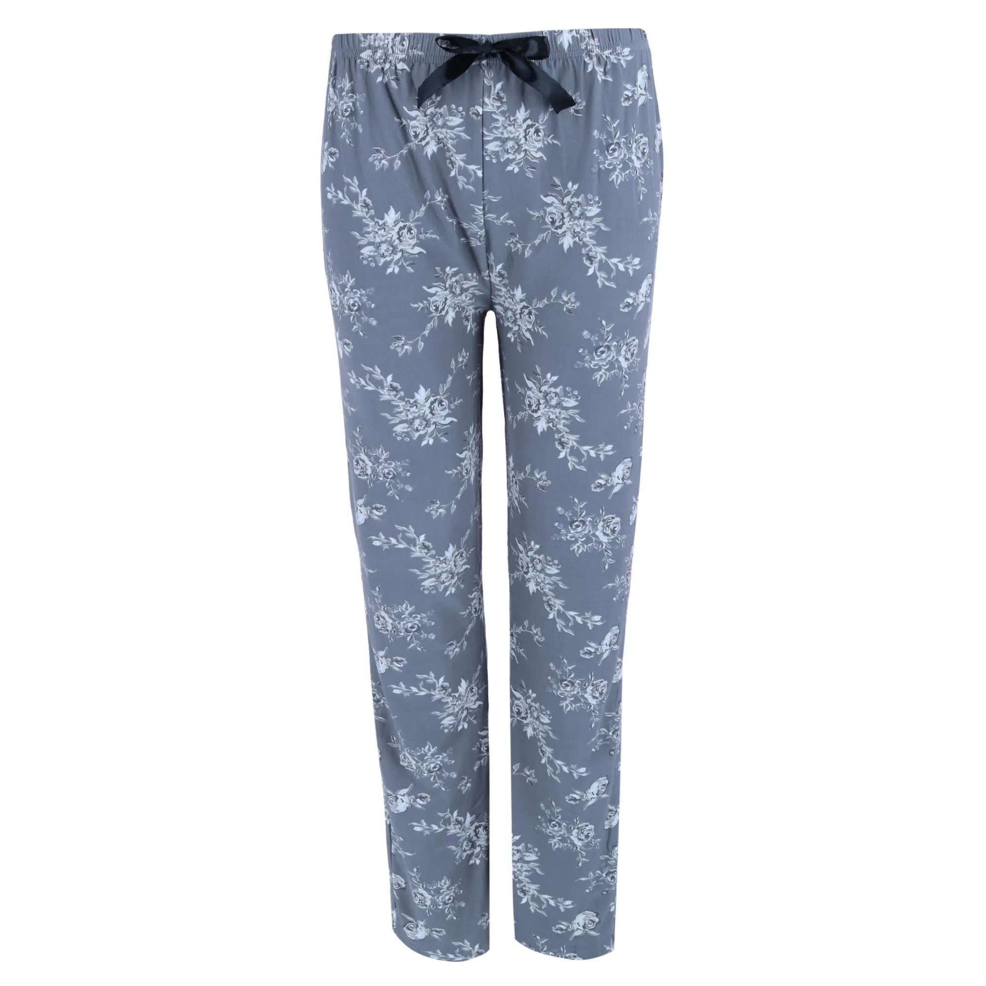 Women's Plus Henley & Pant Grey Floral Set