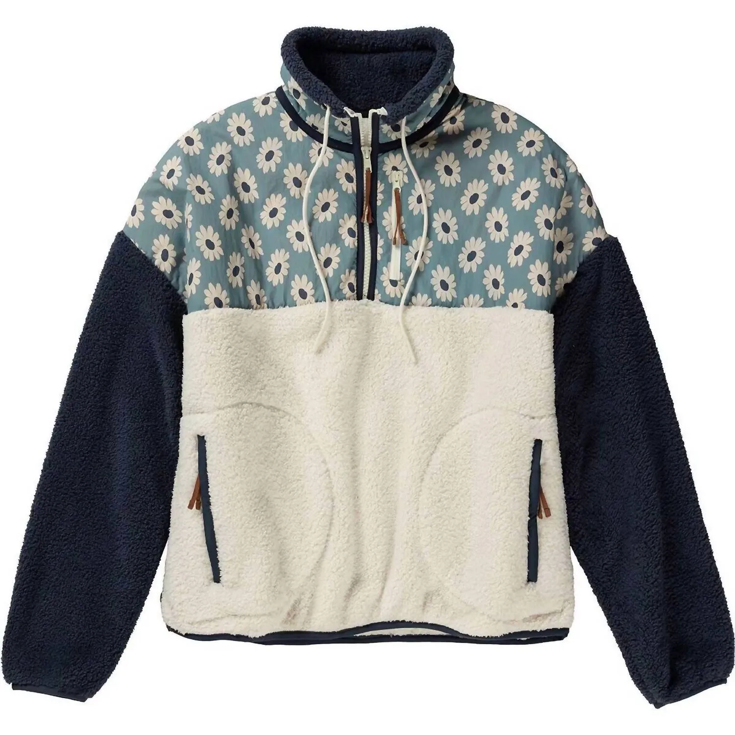 Women's Plush Terrain Half Zip Sweater In Falling Daisy Colorblock
