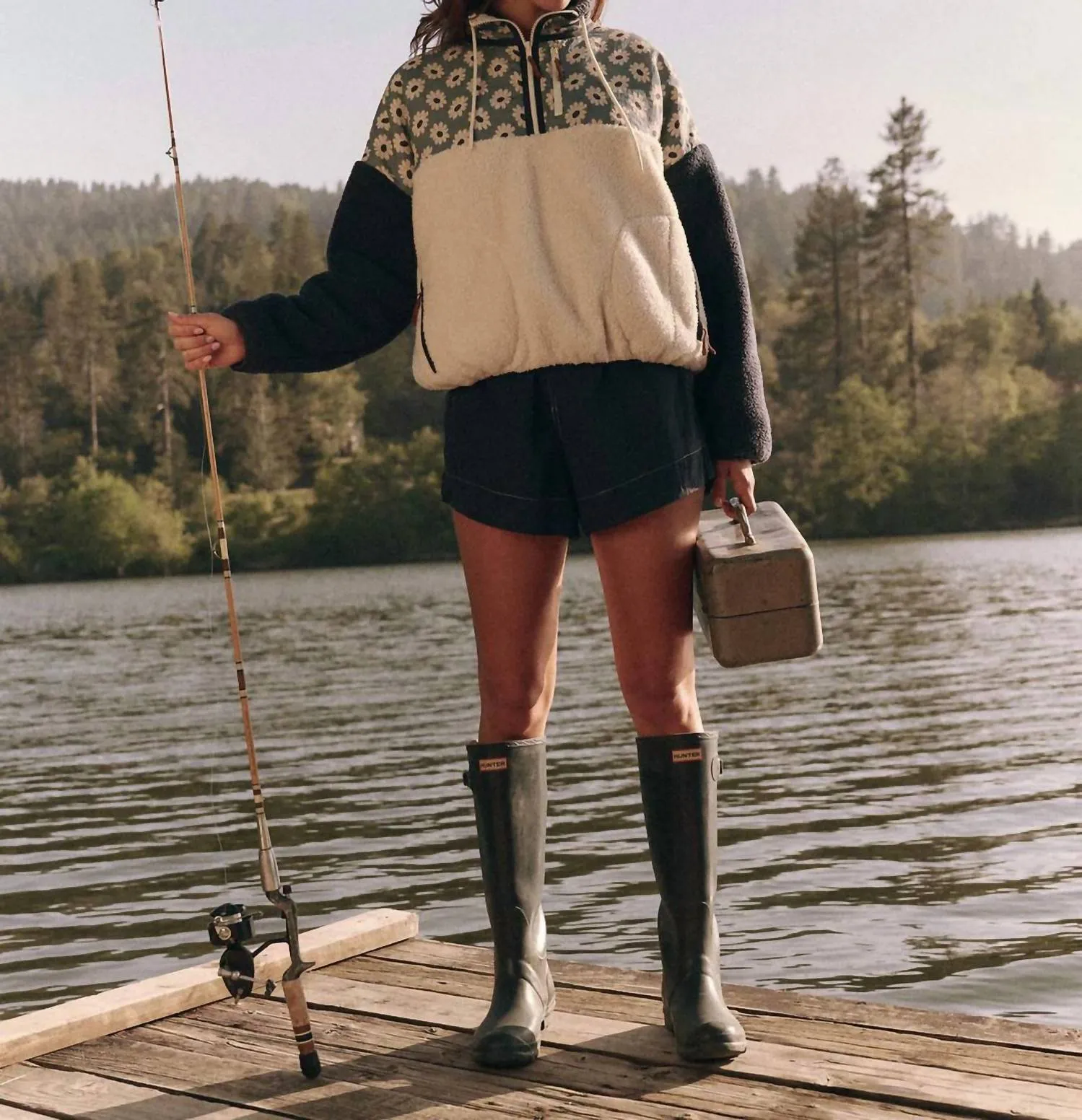 Women's Plush Terrain Half Zip Sweater In Falling Daisy Colorblock