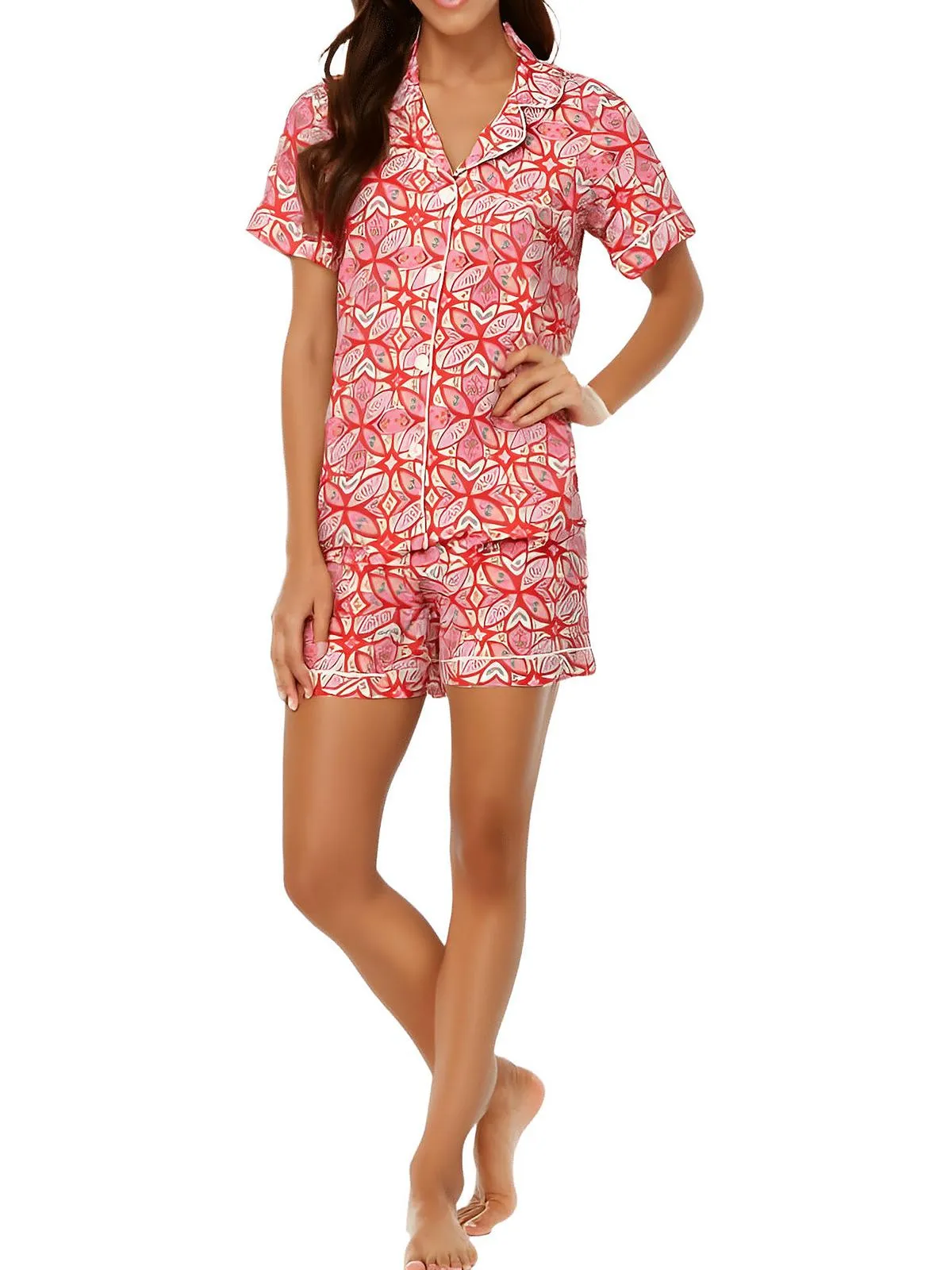 Womens Printed Cotton Short Set