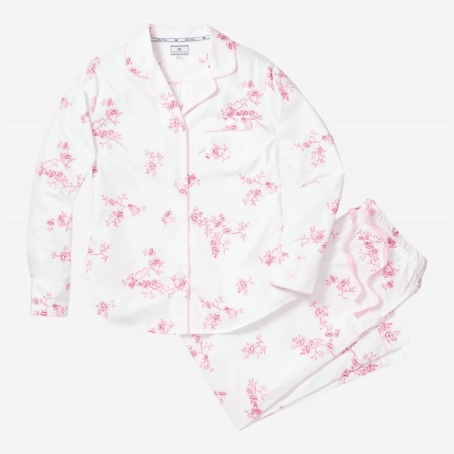 Women's Twill Floral Long Pajama Set In English Rose