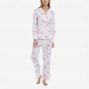 Women's Twill Floral Long Pajama Set In English Rose
