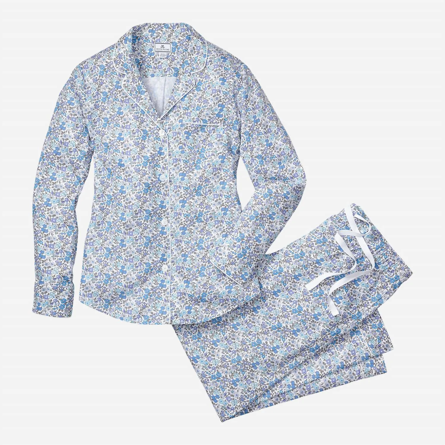 Women's Twill Floral Long Pajama Set In Fleur D'azur