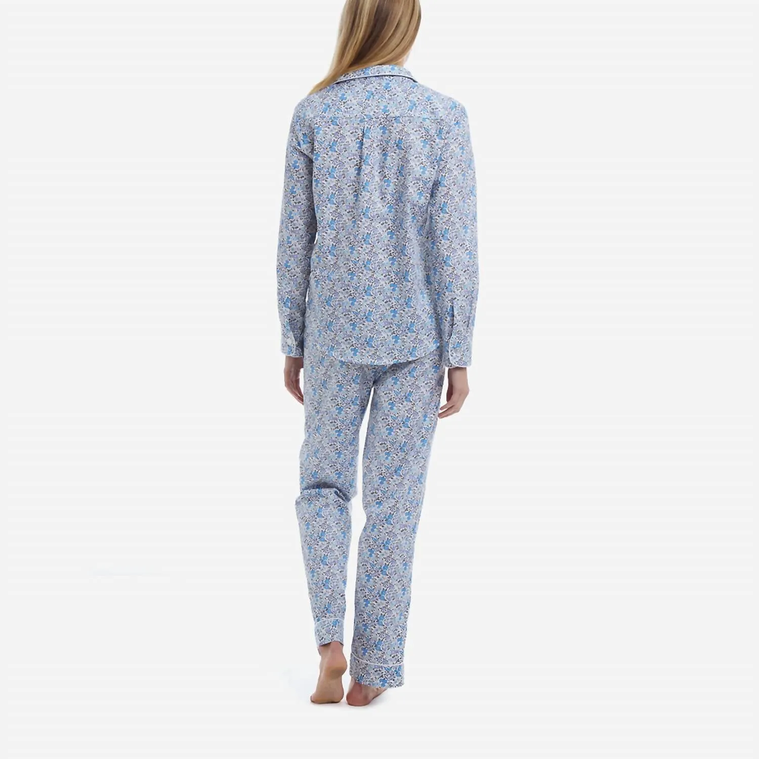 Women's Twill Floral Long Pajama Set In Fleur D'azur