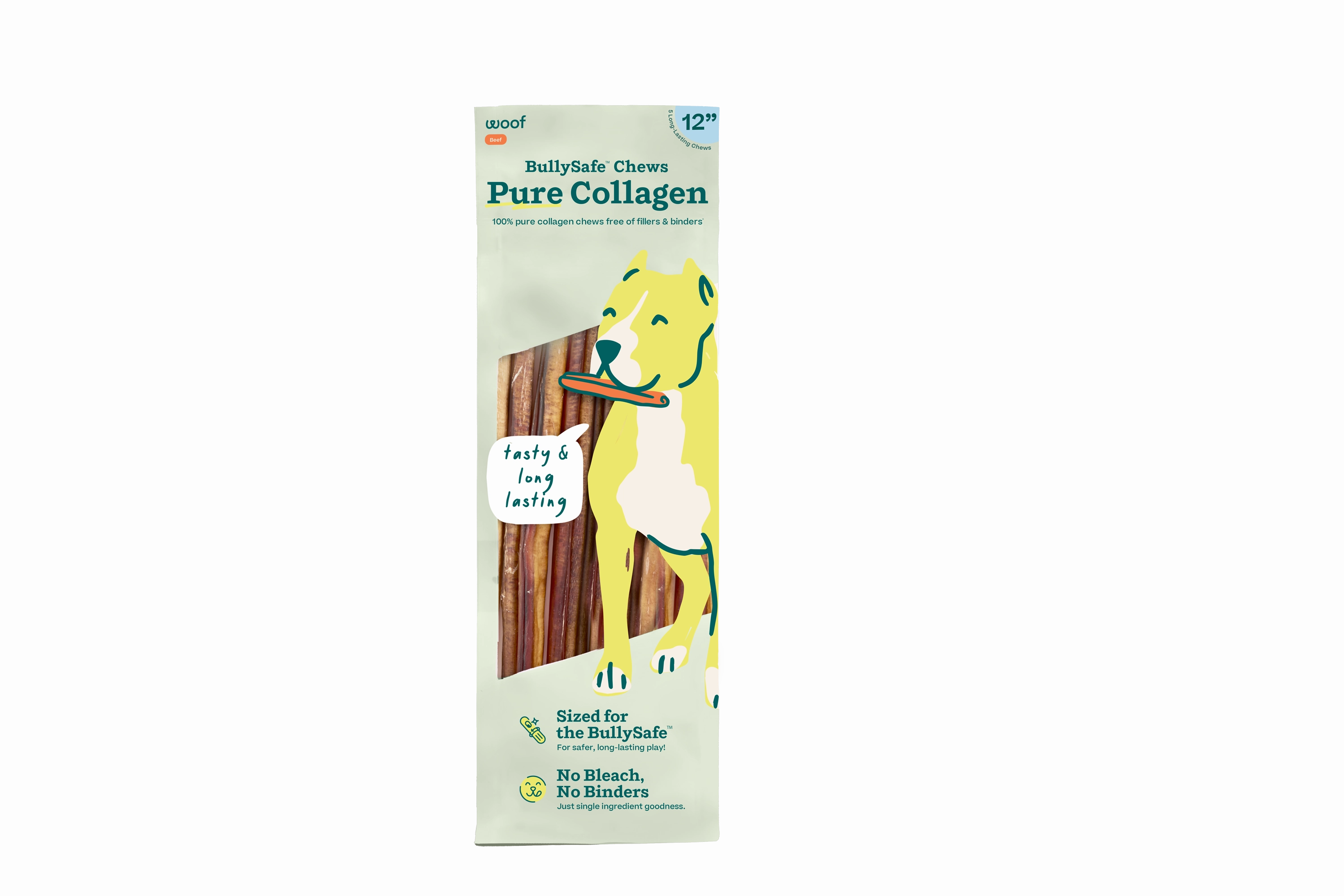 Woof Pure Collagen BullySafe 12" Chews for Dogs 10pk pet id tag,personalized dog tag,engraved cat id