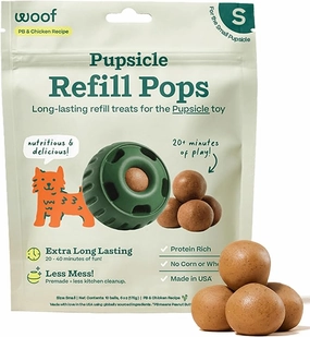 Woof Refill Treat for Pupsicle Toy - Small (10-25 lbs) - PB & Chicken Recipe - 10-pack / 6oz Bag stainless steel bowl,metal pet feeder,steel water dish