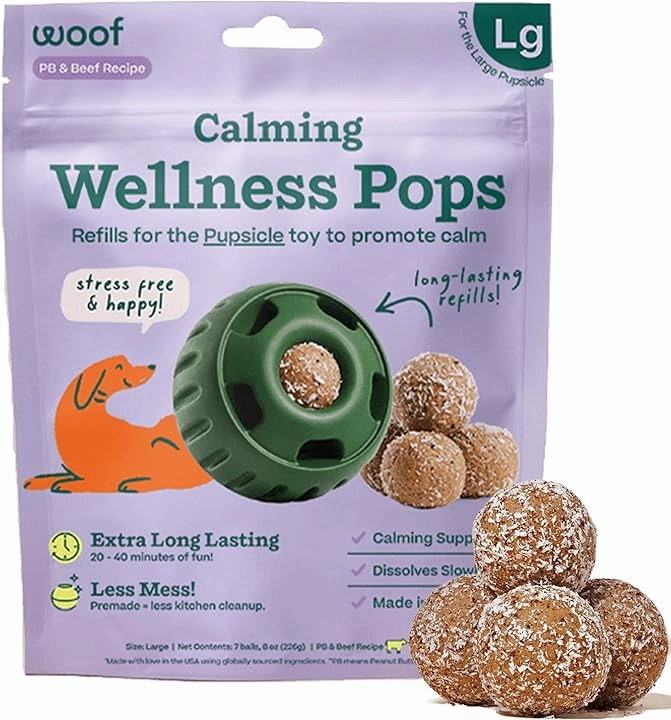 Woof Refill Treat for Pupsicle Toy - XL (75 lbs & up) - Calming Support PB & Beef Recipe - 5-pack / 12oz Bag stainless steel bowl,metal pet feeder,steel water dish