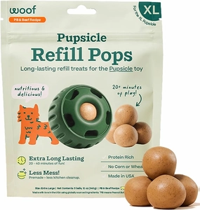 Woof Refill Treat for Pupsicle Toy - XL (75 lbs & up) - PB & Beef Recipe - 5-pack / 12oz Bag stainless steel bowl,metal pet feeder,steel water dish
