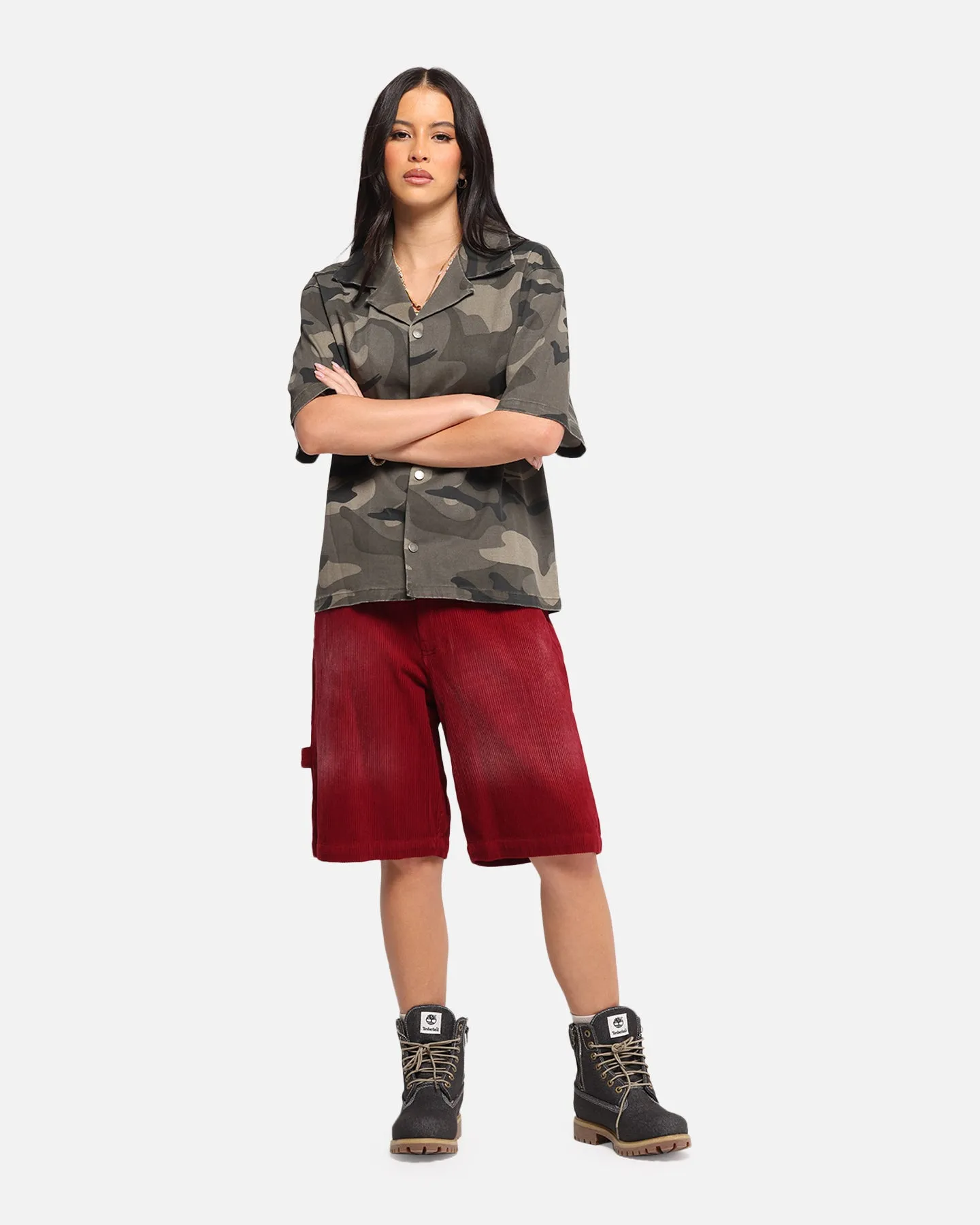 XXIII Corduroy Wash Jorts Burgundy
