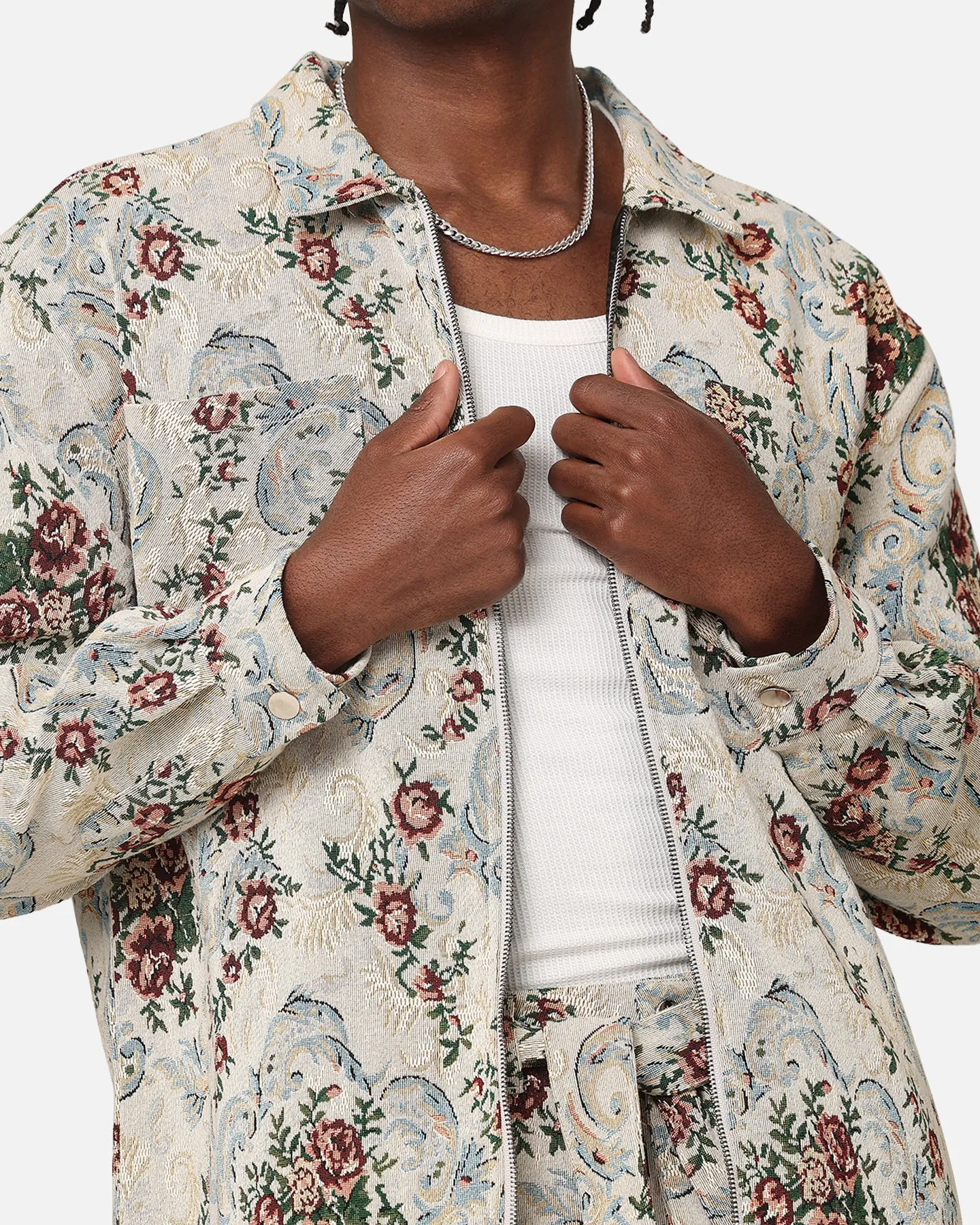 XXIII Floral Jacquard Jacket White Antique