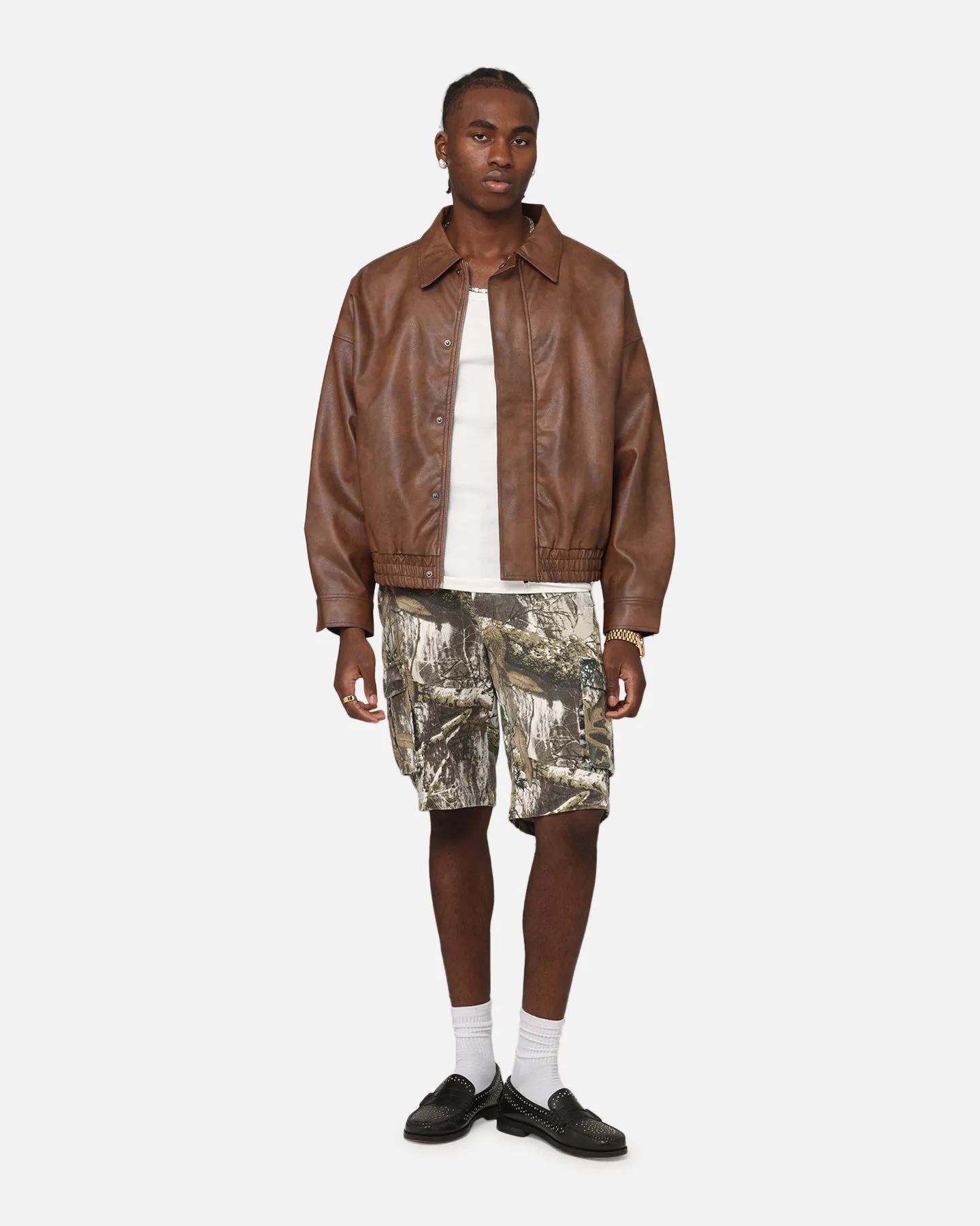XXIII Vegan Leather Flight Jacket Brown