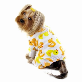 Yellow Ducky Knit Cotton Dog Pajamas dog underwear,dog diaper,pet undergarments