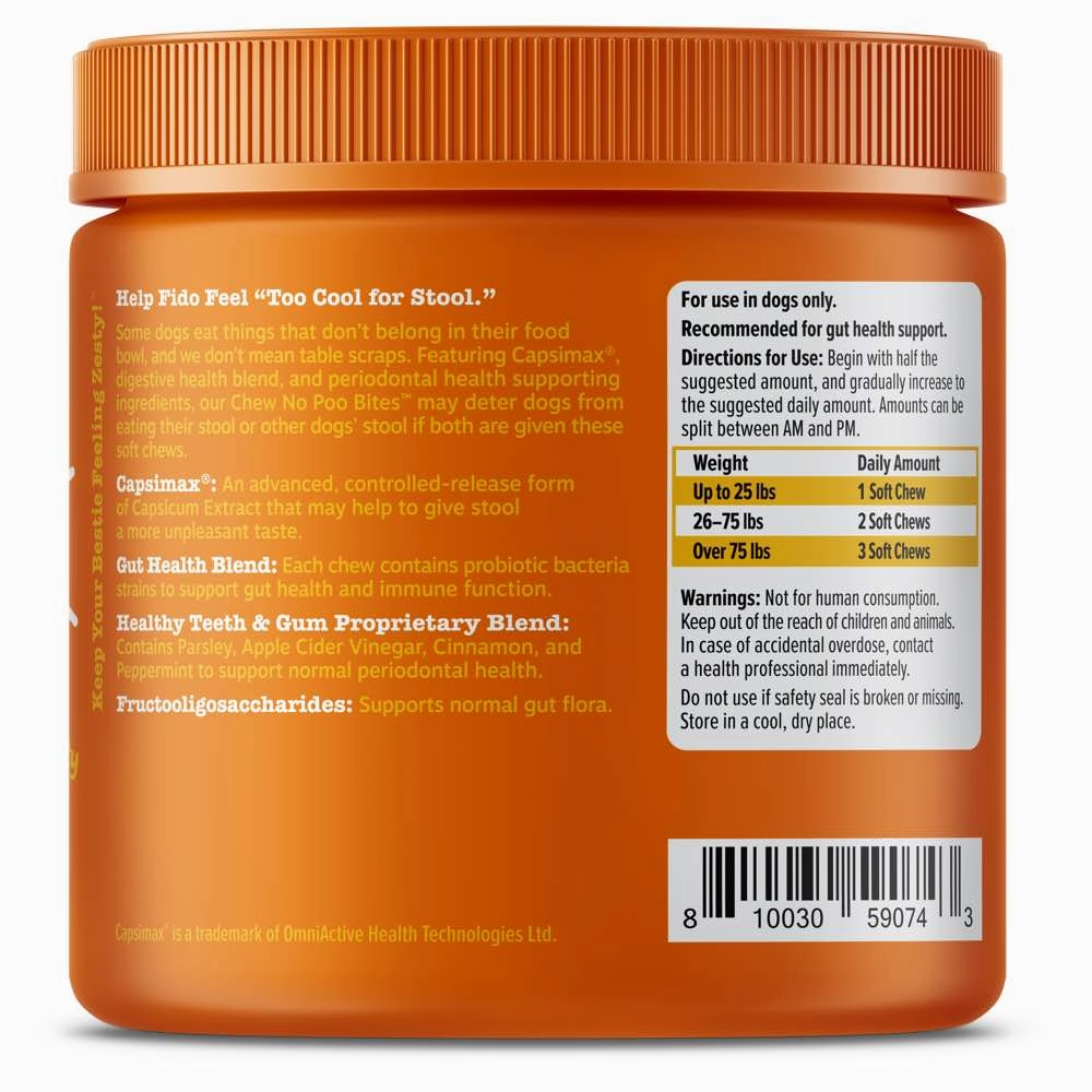 Zesty Paws Chew No Poo Bites Chicken Flavor Dog Supplement Chews 90ct