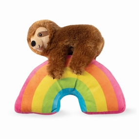 Ziggy Sloth on a Rainbow Dog Squeaky Plush toy wet cat food,canned cat food,gravy cat food