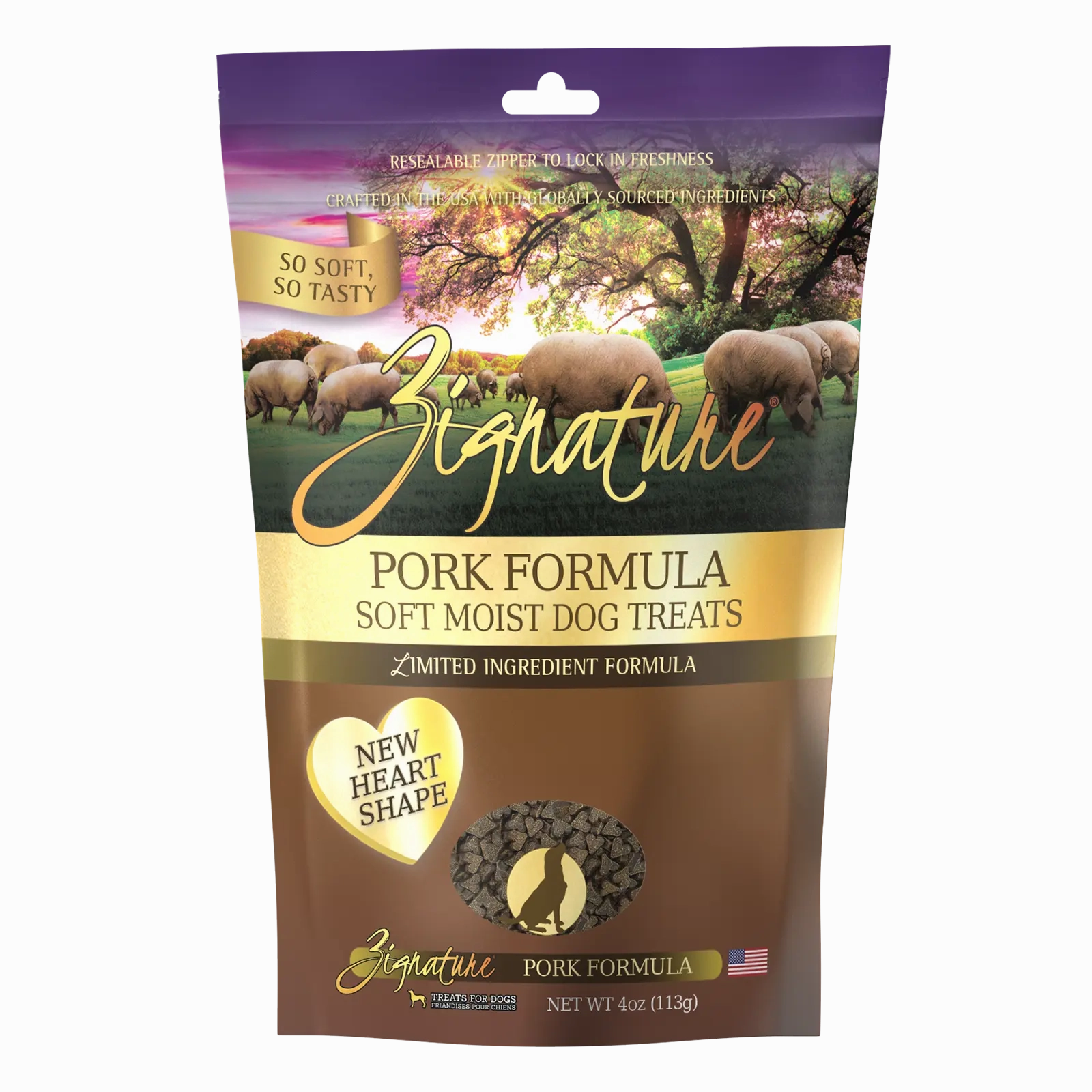 Zignature Dog Treats Grain-Free Soft Moist Pork Formula 4oz Bag (New Heart Shape) barn supply,horse stable organizer,poultry waterer