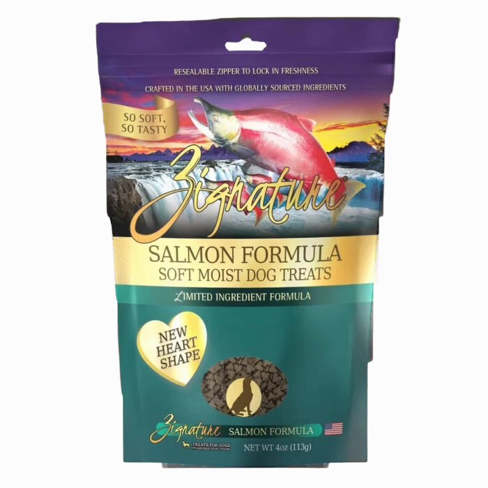 Zignature Dog Treats Grain-Free Soft Moist Salmon Formula 4oz Bag (New Heart Shape) barn supply,horse stable organizer,poultry waterer