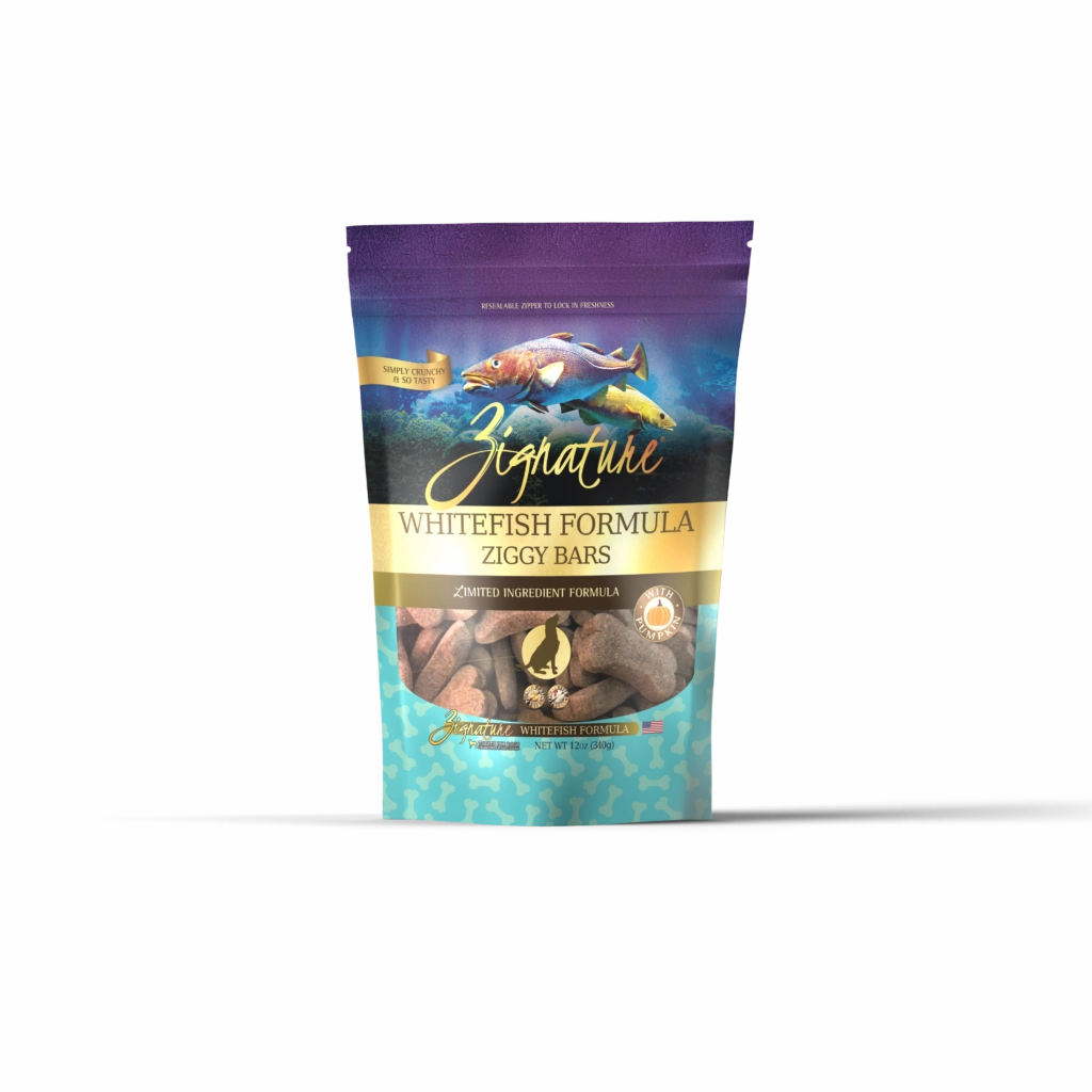 Zignature Dog Treats Grain-Free Whitefish Formula 12oz Bag dog biscuit treats,crunchy dog snacks,dog cookies