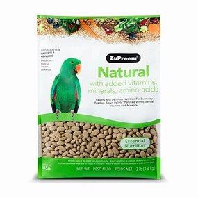 ZuPreem Natural for Parrots and Conures 3lb bird seed mix,small bird food,parakeet pellets